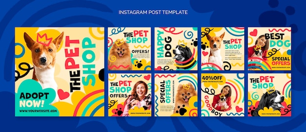 Flaches Design Zoohandlung Instagram-Posts
