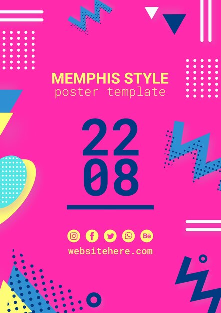 Flaches rosa Memphis-Artplakat