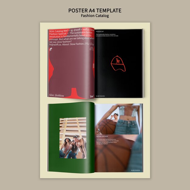 Flachgestaltete Mode-Katalog-Postervorlage