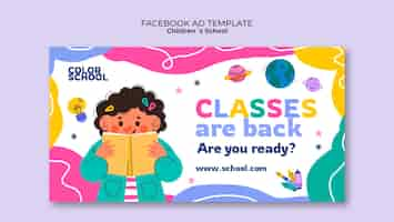 Kostenlose PSD flat-design-facebook-vorlage für die bildung von kindern