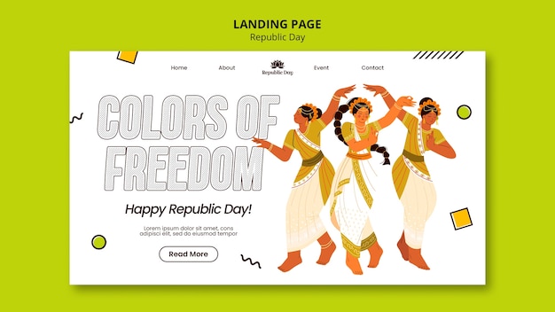 Flat-design landing page zur feier des republiktages