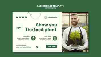 Kostenlose PSD flat design landschaftsgestaltung dienst facebook-vorlage