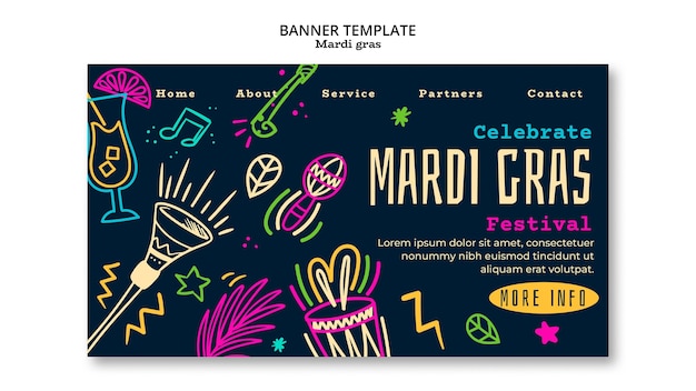 Flat-design mardi gras landing page-vorlage