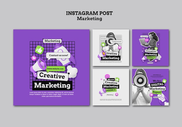 Kostenlose PSD flat-design-marketing-instagram-posts