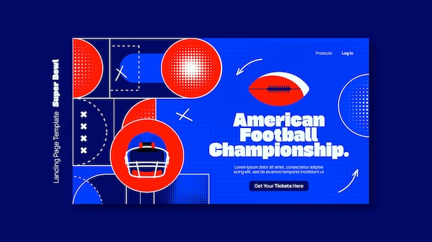 Kostenlose PSD flat-design super bowl landing page