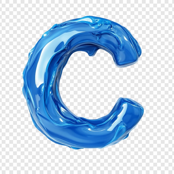 Kostenlose PSD flüssiger buchstabe c eine atemberaubende 3d-rendering eines blauen wasserähnlichen buchstaben