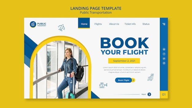 Kostenlose PSD flugbuchungs-landingpage