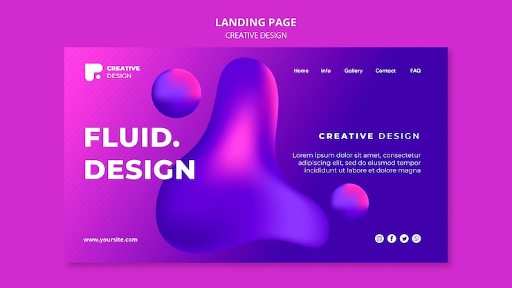 Kostenlose PSD fluid design landing page vorlage