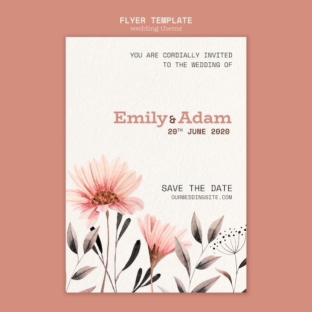 Flyer Design für Hochzeit Vorlage