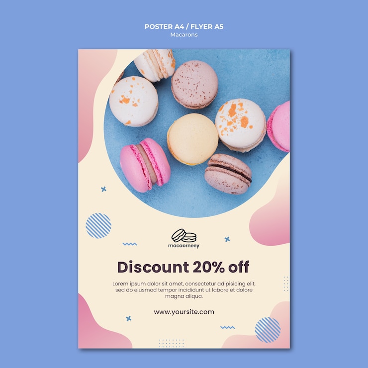 Kostenlose PSD flyer mit macarons