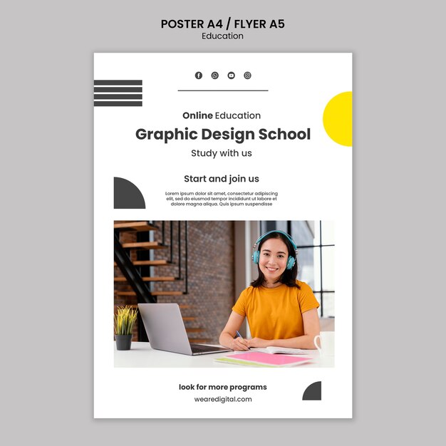 Flyer-Vorlage der Grafikdesignschule