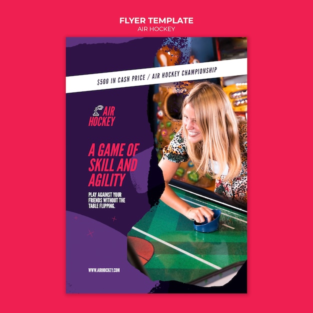 Kostenlose PSD flyer vorlage für air-hockey-spiele