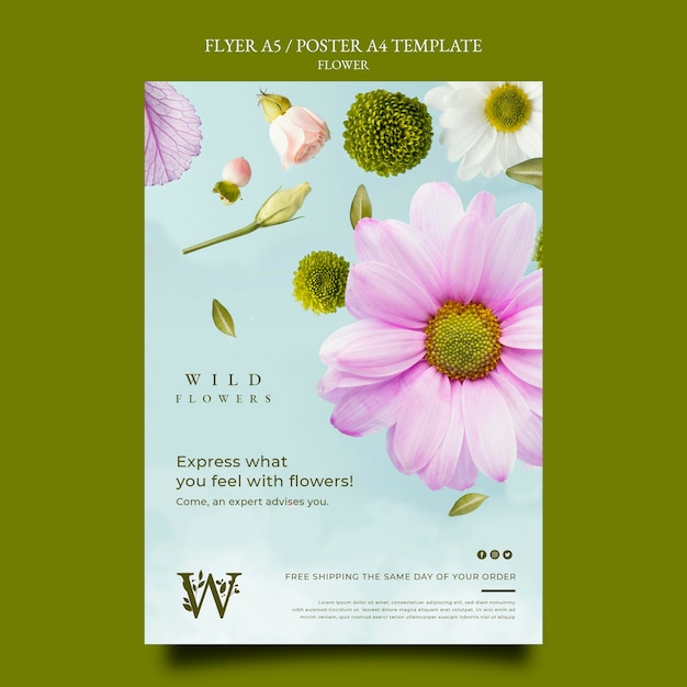 Kostenlose PSD flyer vorlage für blumenladen