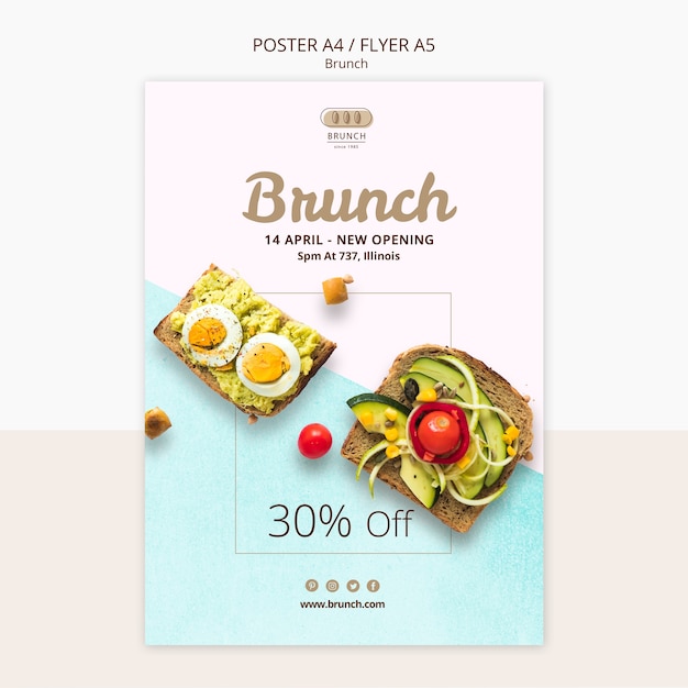 Kostenlose PSD flyer vorlage für brunch-menü