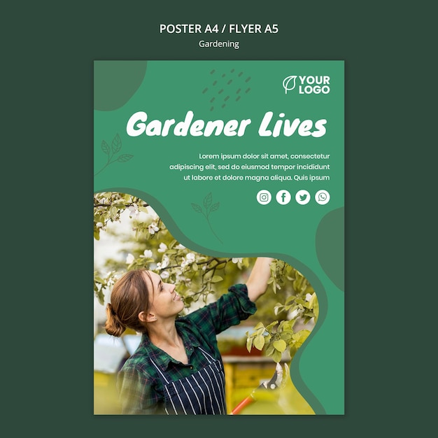 Kostenlose PSD flyer-vorlage für das gartenkonzept