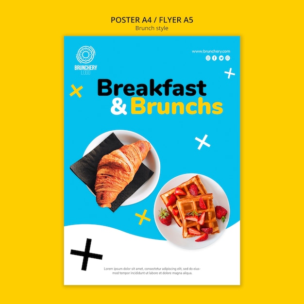 Kostenlose PSD flyer-vorlage für frühstück und brunch