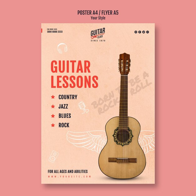 Flyer-Vorlage für Gitarrenunterricht