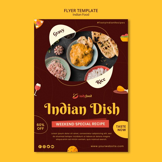 Flyer-Vorlage für köstliche indische Gerichte