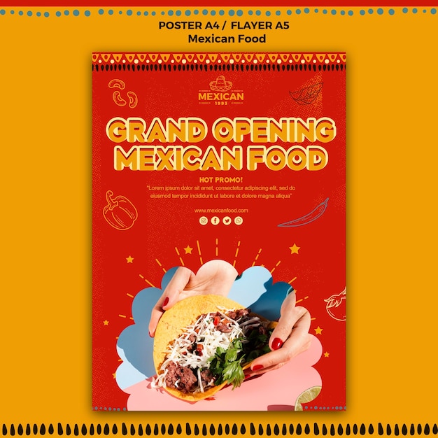 Kostenlose PSD flyer vorlage für mexikanisches essen restaurant
