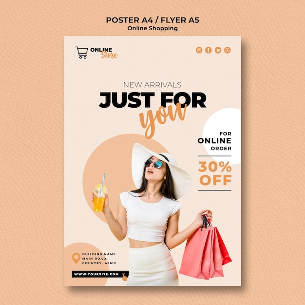 Flyer Vorlage für Online-Modeverkauf