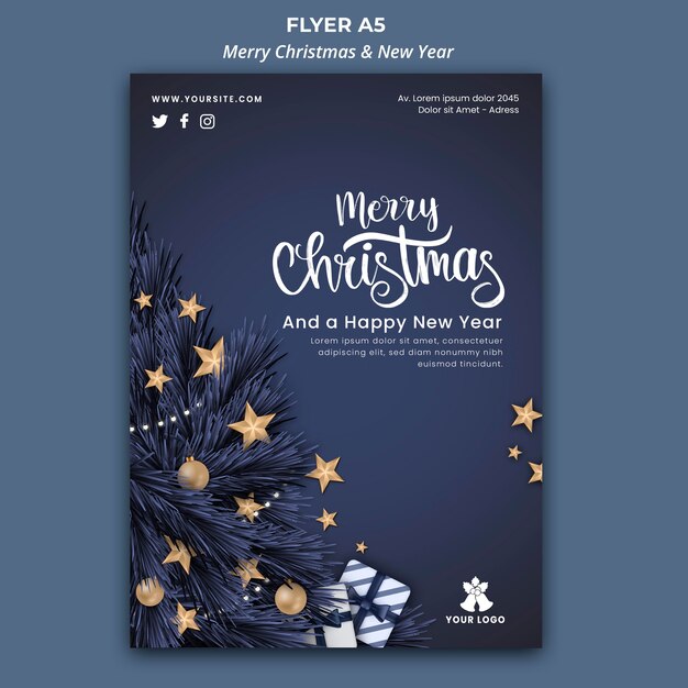 Flyer Vorlage für Weihnachten und Neujahr