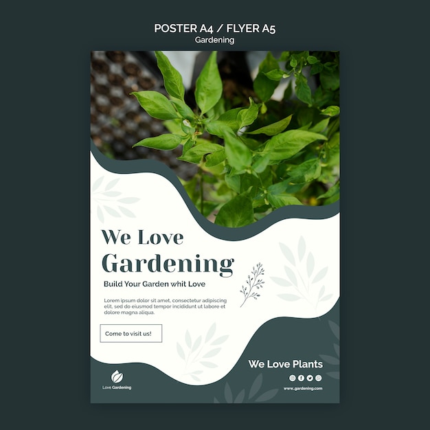 Flyer vorlage mit gartenarbeit