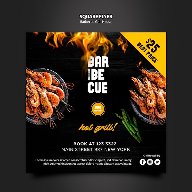 Kostenlose PSD flyer vorlage mit grill design