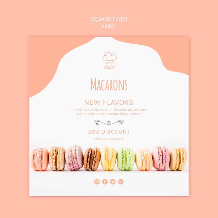 Kostenlose PSD flyer vorlage mit macarons