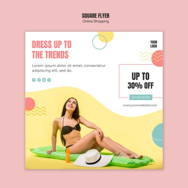Kostenlose PSD flyer vorlage mit online-shopping-design