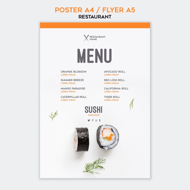Flyer Vorlage Sushi Restaurant