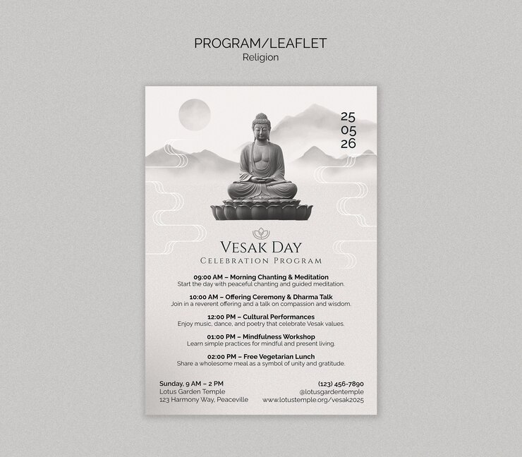 Kostenlose PSD flyer zum fest des vesak-tages