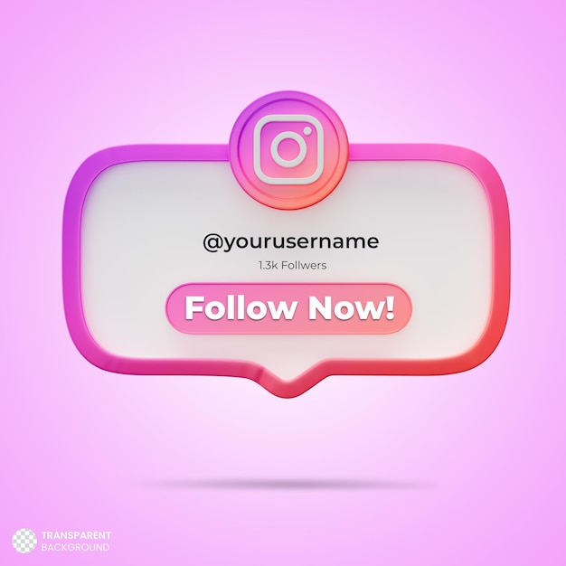 Folgen Sie uns auf Instagram 3D-Rendering-Banner