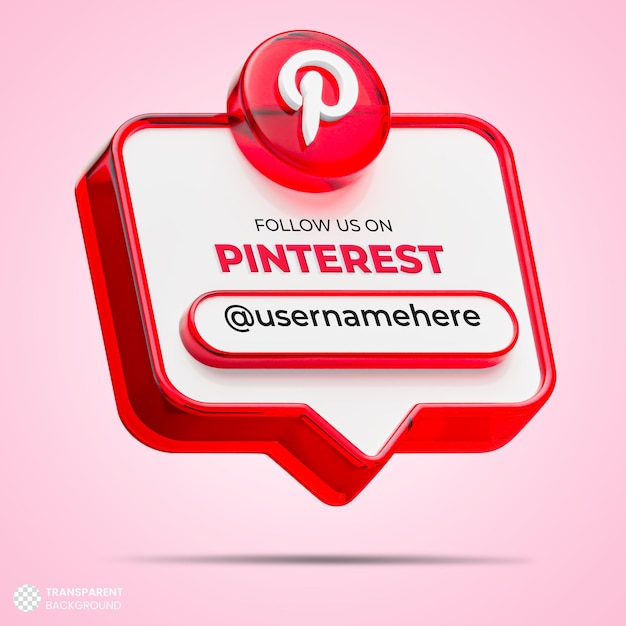 Kostenlose PSD folgen sie uns auf pinterest social media 3d-rendering-banner