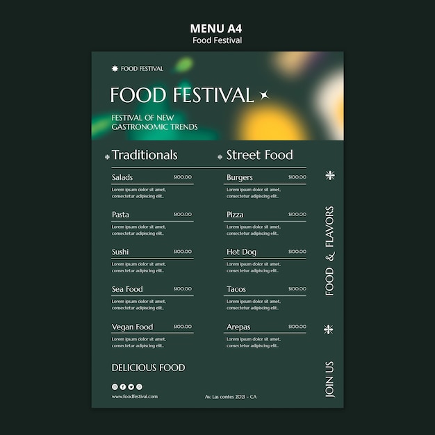 Kostenlose PSD food-festival-vorlage im flachen design