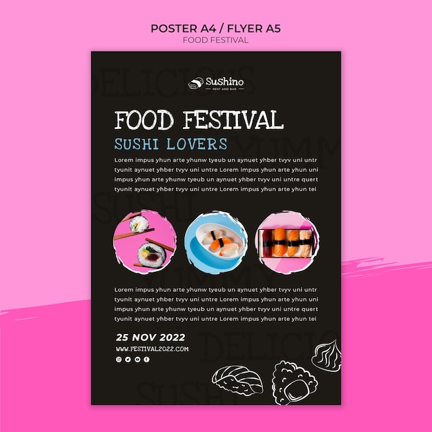 Kostenlose PSD food-festival-vorlage im flachen design