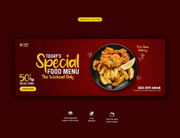 Food-Menü und Restaurant Social Media Cover-Vorlage