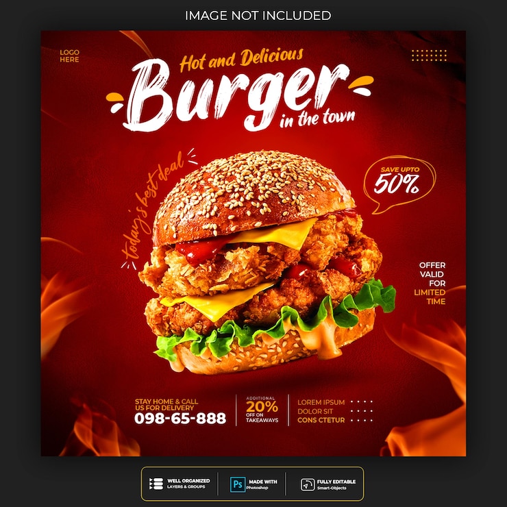 Kostenlose PSD food social media banner post vorlage