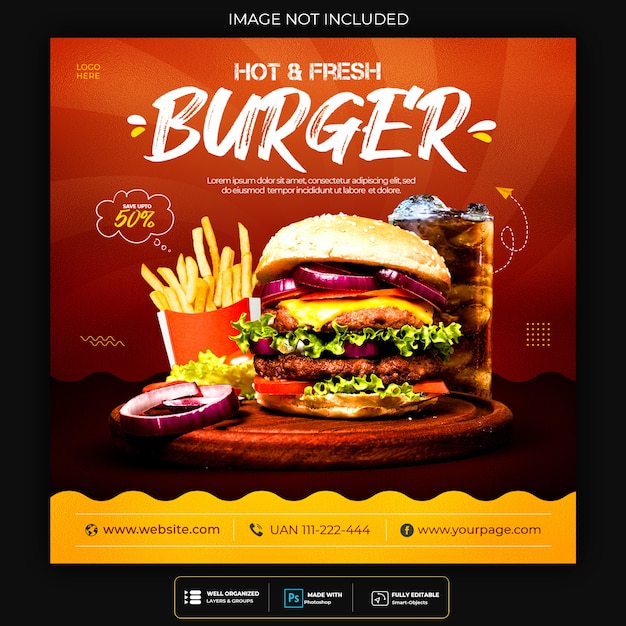 Food Social Media Werbung und Instagram Banner Post Design Vorlage