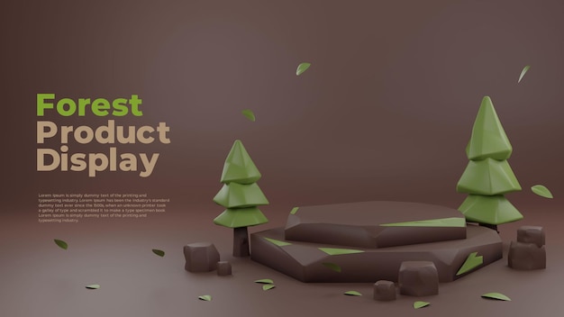 Kostenlose PSD forest nature clay 3d realistische podium produkt promo-anzeige