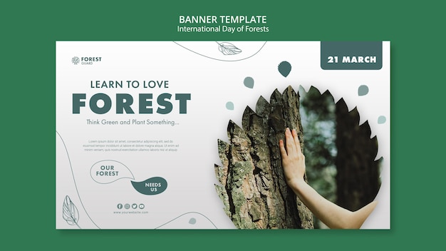 Forests day banner vorlage mit foto
