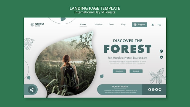 Forests Day Landing Page Vorlage mit Foto