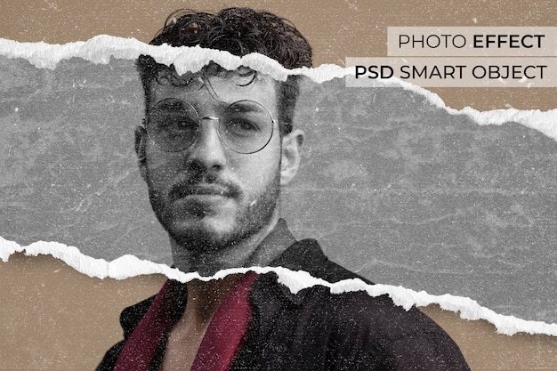 Kostenlose PSD foto-effekt mit zerrissenem papier