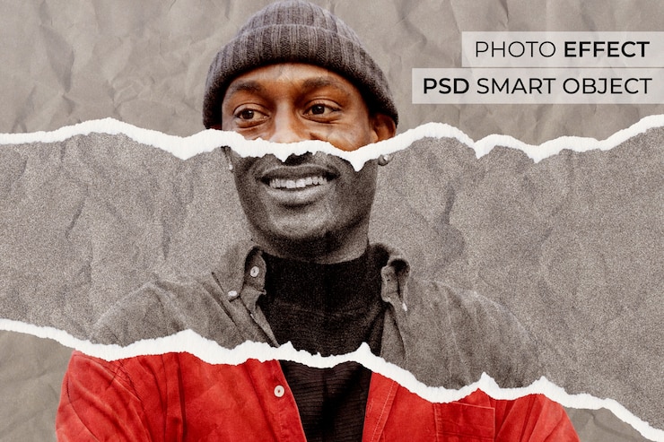 Kostenlose PSD fotoeffekt aus zerrissenem papier