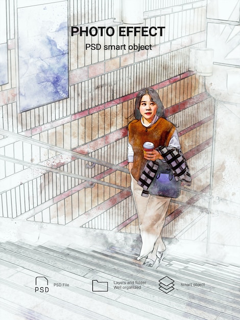 Fotoeffekt der städtischen Skizze
