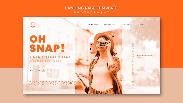 Kostenlose PSD fotografie landing page vorlage