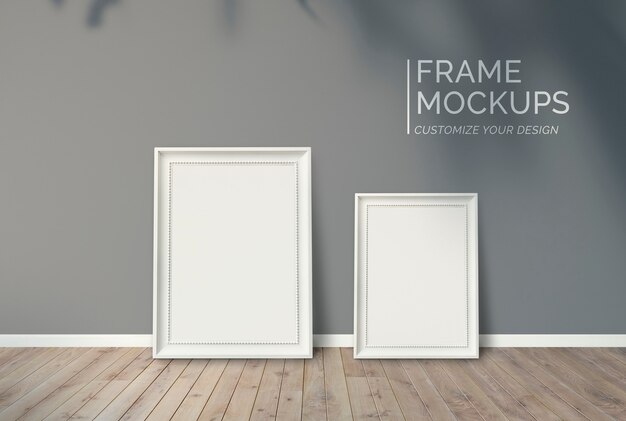 Frames an eine Wand gelehnt