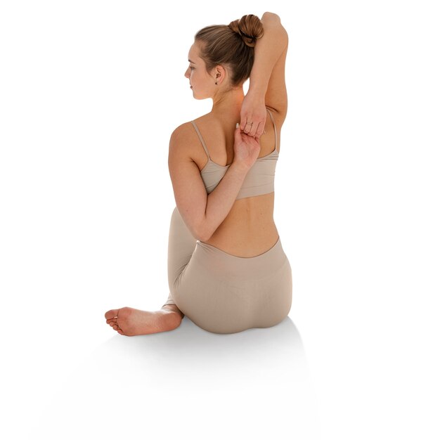 Frau in der Yoga-Position isoliert