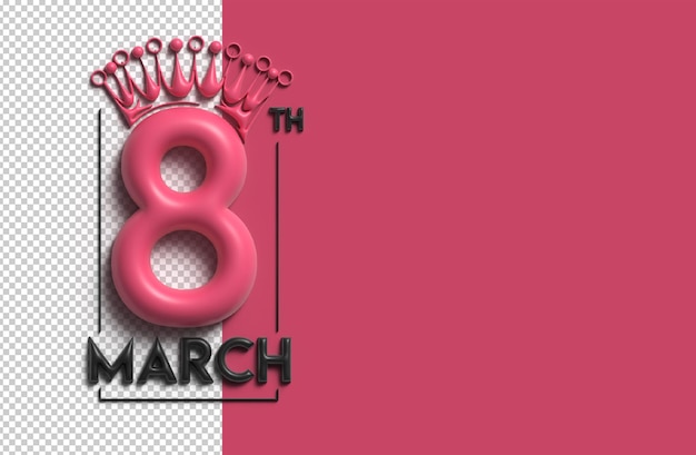 Frauentag - 8. März Platz für Ihren Text 3D-Render-Illustrationsdesign.
