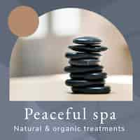 Kostenlose PSD friedliche spa-wellness-vorlage psd mit hot-stones-massage-hintergrund