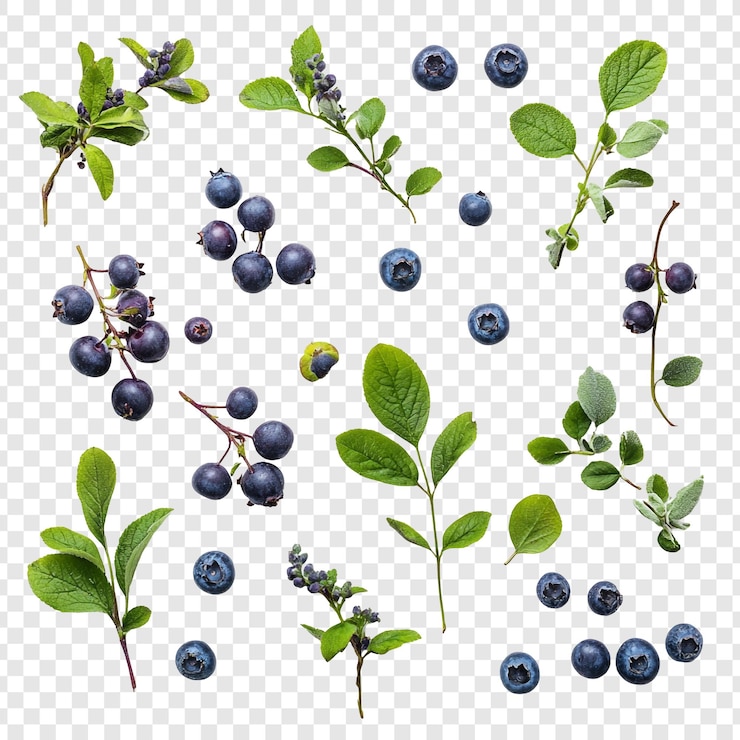 Kostenlose PSD frische blaubeeren mit grünen blättern - eine entzückende sammlung